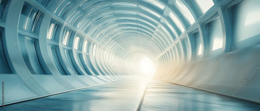 Aufkleber futuristic architectural tunnel featuring a sleek modern design with geometric lines and patterns