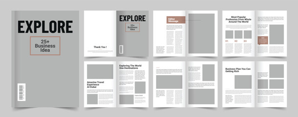 Travel Magazine Template Layout, Minimal Magazine