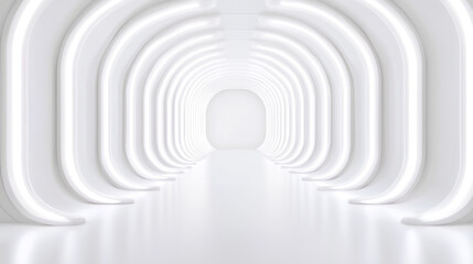 A sleek, modern hallway with illuminated archways creating a futuristic ambiance.