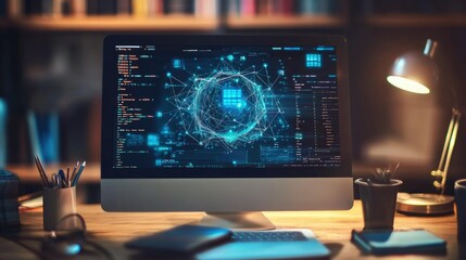 Fototapeta premium A computer screen showing a virtual learning environment, representing online education.