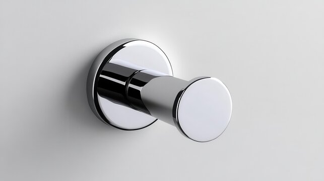 A chrome effect coat hook with a shiny finish and minimalist design, chrome effect, coat hook, minimalist