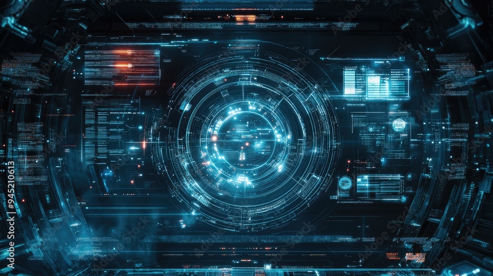 Poster a digital interface displaying a communication network, symbolizing advanced technology.