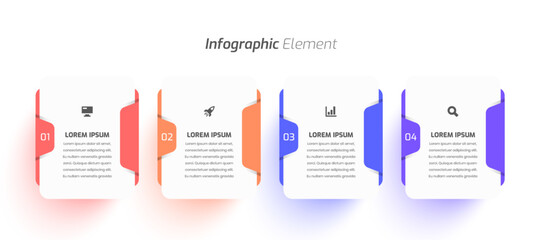 Business Infographic Template Design with Abstract Design, Icon and 4 Numbers for Presentation