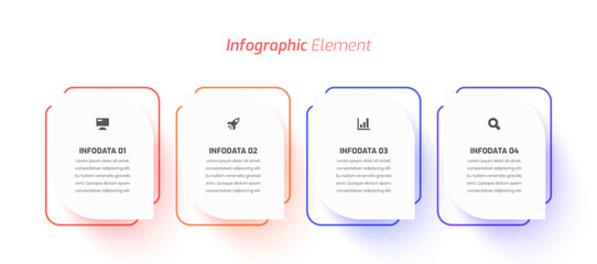 Minimal Business Infographic with Thin Line, Rectangle Label Icon and 4 Options for Presentation