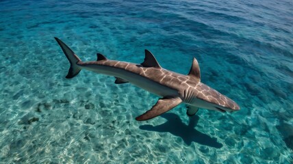 Fototapeta premium Hammerhead Shark Aerial Ocean View 