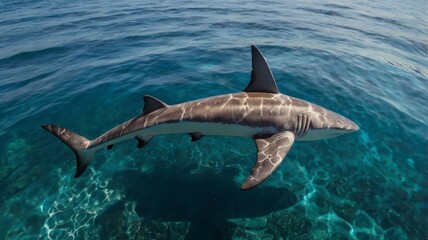 Obraz premium Hammerhead Shark Drone Shot Ocean 