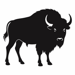 Silhouette of Bison Vector Illustration on White Background