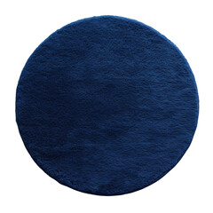 Soft navy blue round rug, ideal for home decor, adding comfort , PNG