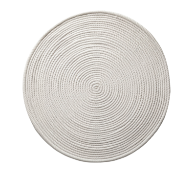 Round woven rug in a neutral color, PNG