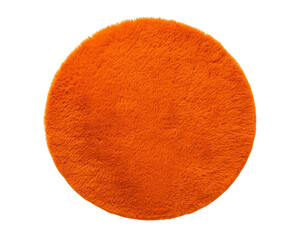 A vibrant orange round rug adds warmth and style to any interior space, PNG