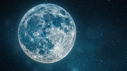 Fototapeta premium A stunning full moon illuminated against a starry sky.