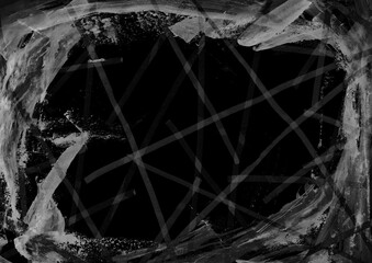 モノクロの荒々しいタッチの水彩テクスチャフレーム背景