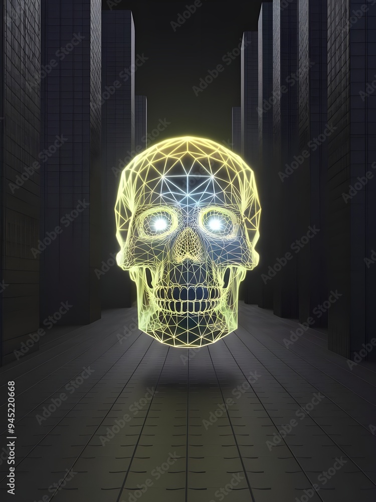 Aufkleber abstract digital brain connected in space with futuristic technology and global networks