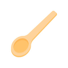 wooden spoon in cartoon style on a white background. Simple wooden spoon icon