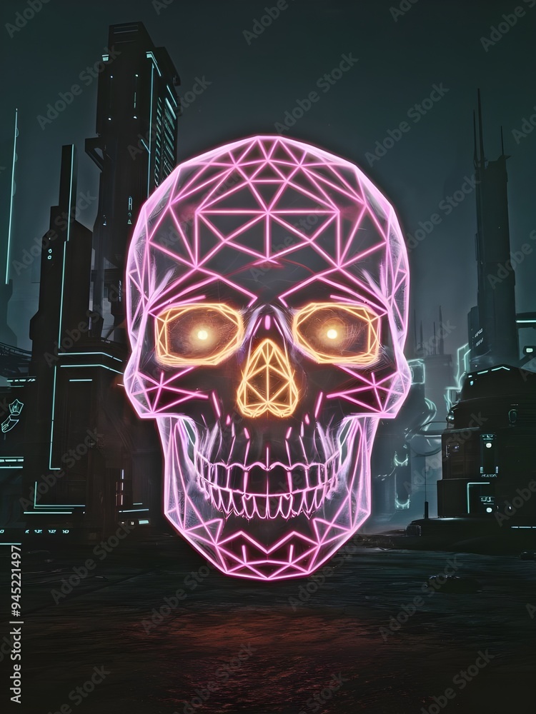 Aufkleber abstract digital brain connected in space with futuristic technology and global networks