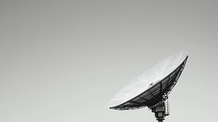 Obraz premium A satellite dish pointing towards space, symbolizing satellite internet connection under a clear sky.
