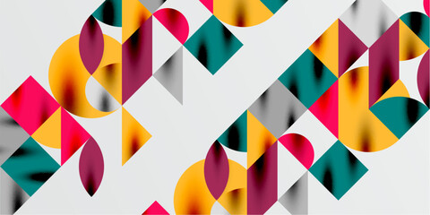 Triangles, round triangles and circles techno art. Vector Illustration For Wallpaper, Banner, Background, Card, Book Illustration, landing page