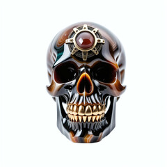 Fototapeta premium Skull made of agate. Isolated on white background. Front view, Digital illustration.
