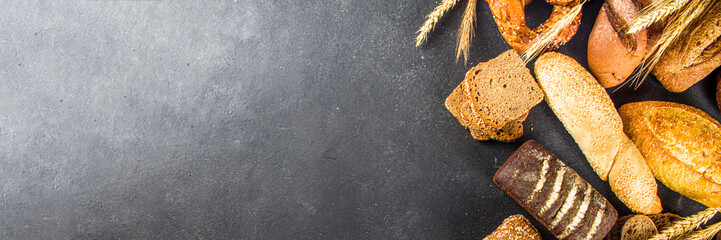 Assortment of baked bread and pastry