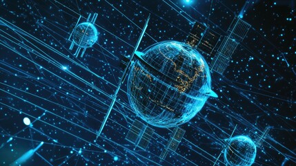 A stylized image of satellites and global communication lines, representing internet access.