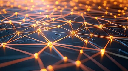 Fototapeta premium An abstract image of a network of nodes and connections, symbolizing communication technology.