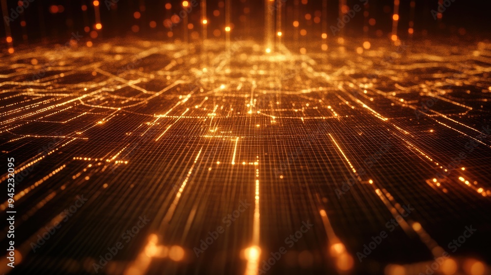 Aufkleber an abstract representation of a digital network grid, highlighting communication technology.