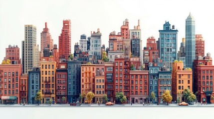 A Miniature Cityscape with Tall Buildings and Small Figures