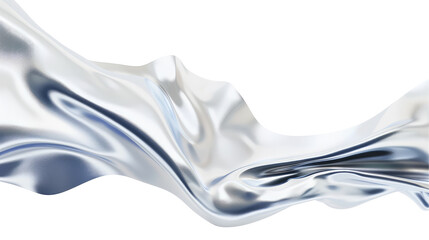 Silver Fabric Flowing Across transparent Background.