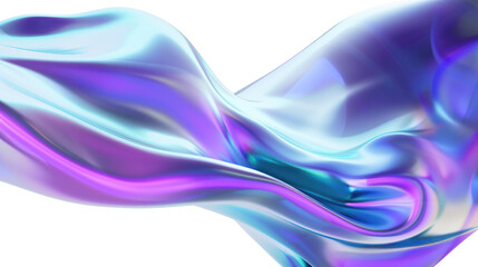Abstract holographic blue and purple wavy liquid background.