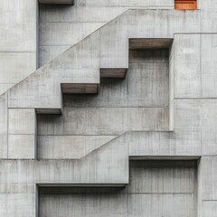 Obraz premium A concrete facade with bold, angular cutouts, showcasing the rough texture of the material, Neo Brutalism, concrete, texture