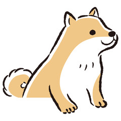 ひょこっと覗いている犬の手描きイラスト