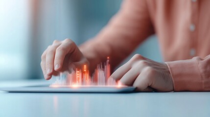 A futuristic 3D credit report interface displaying real-time financial data and credit scores, with holographic elements and glowing indicators.