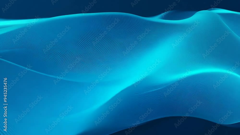 Poster exploring calming abstract blue waves in a smooth, flowing animation with gentle movement
