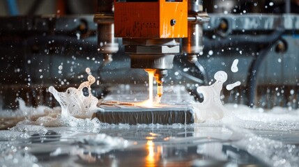 Close-up CNC Machine Operation