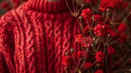 Red Sweater with Red Flowers