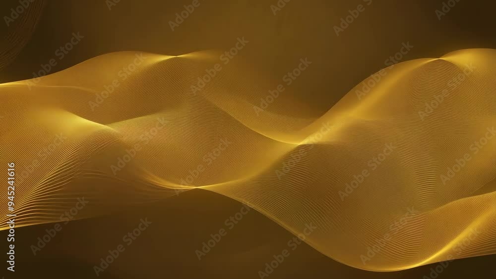 Poster golden wavy lines undulate gracefully in soft lighting, showcasing visual rhythm and texture
