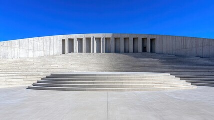 Obraz premium A brutalist style outdoor amphitheater with sharp angles and minimal ornamentation, Neo Brutalism, amphitheater, sharp