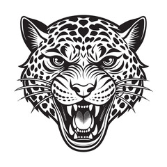 Fototapeta premium Angry Leopard Lino-cut Vector Illustration