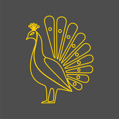 line art peacock on a branch vector