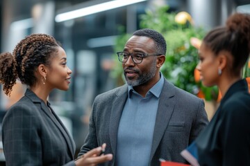 Inclusive Marketing Strategy Meeting: African American Male Adviser Leading Diverse Team in Modern Office Setting