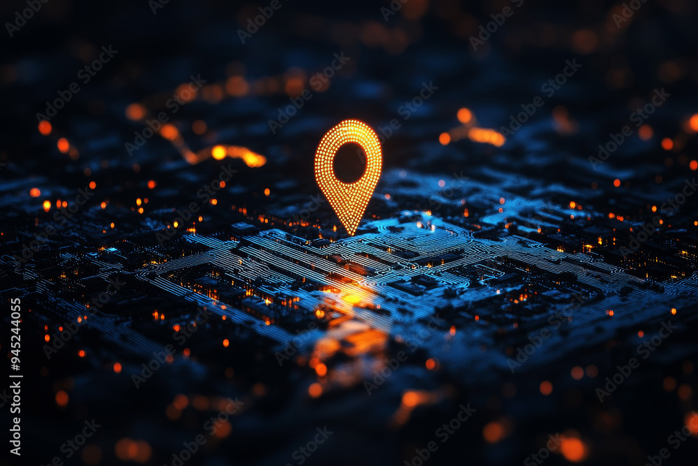 Poster pin location icon for navigation or map, generative ai