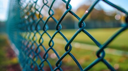 Fototapeta premium Chain-Link Fence Close-Up with Blurred Background