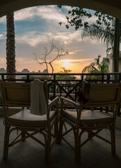 view from the terrace at sunset in Sharm El Sheikh Egypt