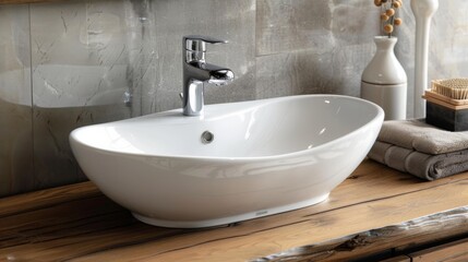 Fototapeta premium Modern Bathroom Vanity with Vessel Sink