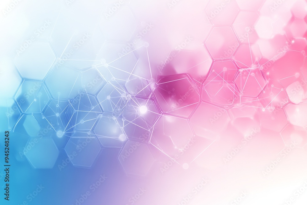 Poster geometric abstract background with molecular structure and hexagon shapes.