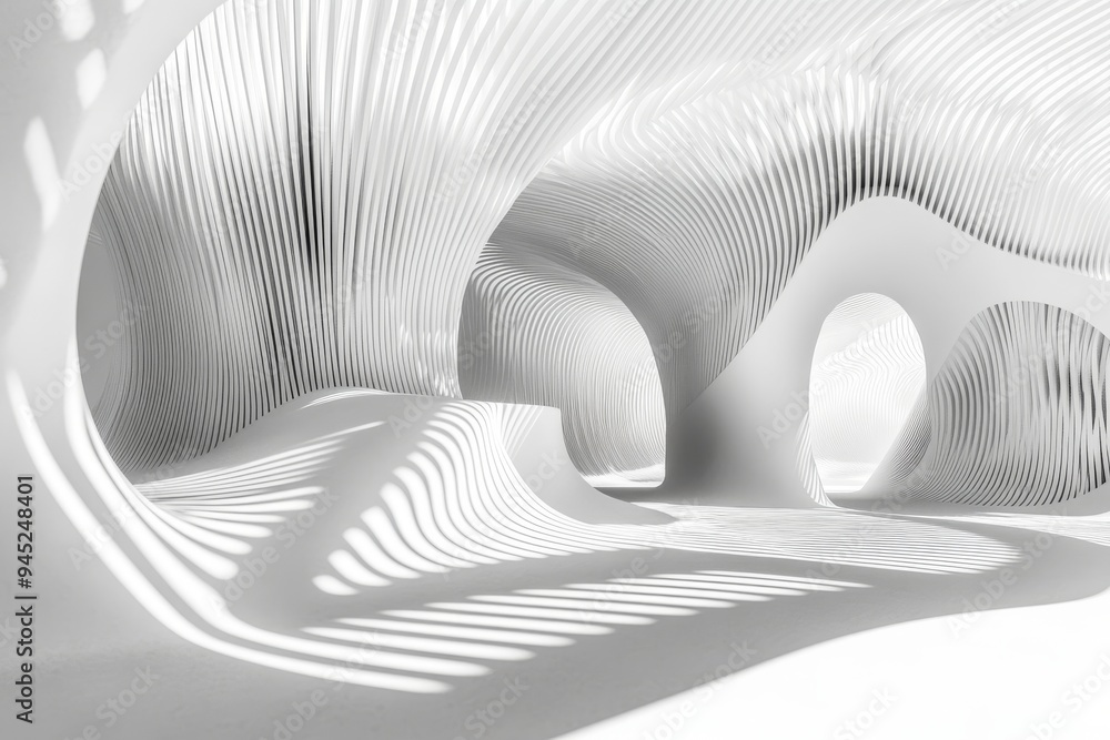 Poster the circular architecture design of modern buildings is set against a white background