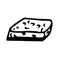 sponge for cleaning hand drawn in doodle style.