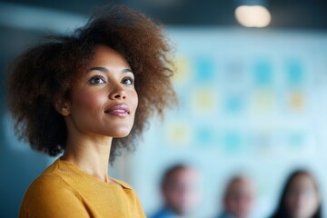 Dynamic African American Entrepreneur Presenting to Investors with Confidence and Engagement