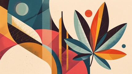 Minimal Cannabis abstract background with Shapes