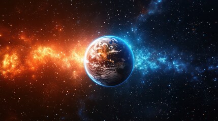 Obraz premium view of the Earth, stars and galaxy. Planet Earth